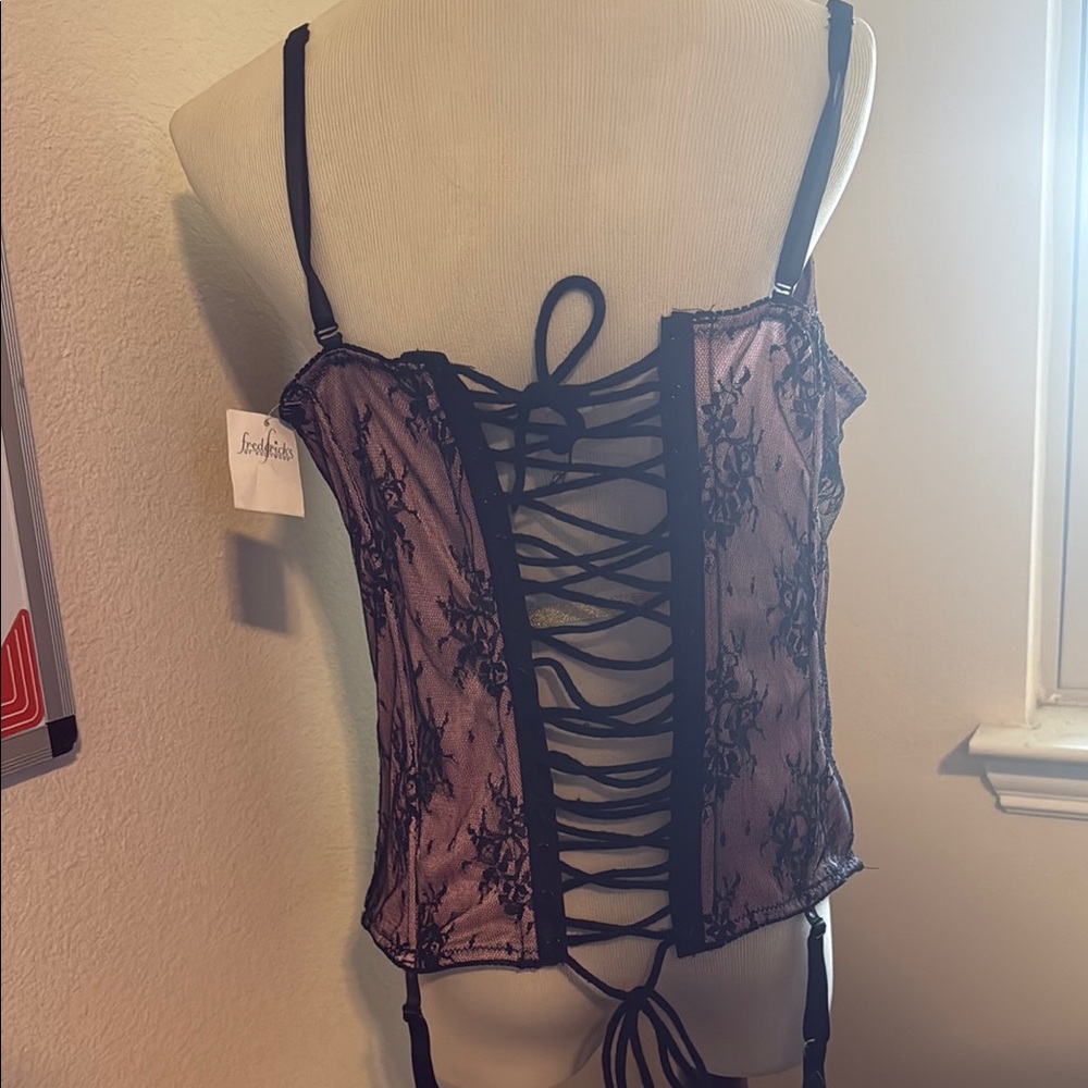 Frederick's of Hollywood Pink and Black Chemise with Lace Overlay XL - Picture 3 of 3